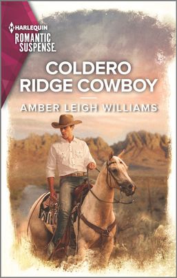 Coldero Ridge Cowboy by Amber Leigh Williams - This cover features silent cowboy Wolfe Coldero on his white rescue horse in the high desert of New Mexico